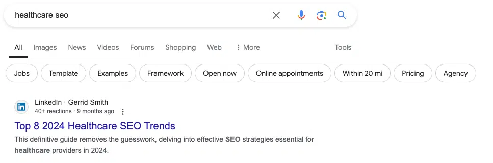 LinkedIn Pulse article on healthcare SEO
