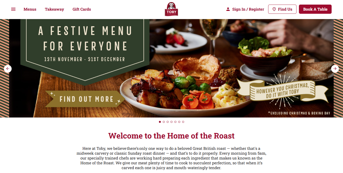 Toby Carvery home page