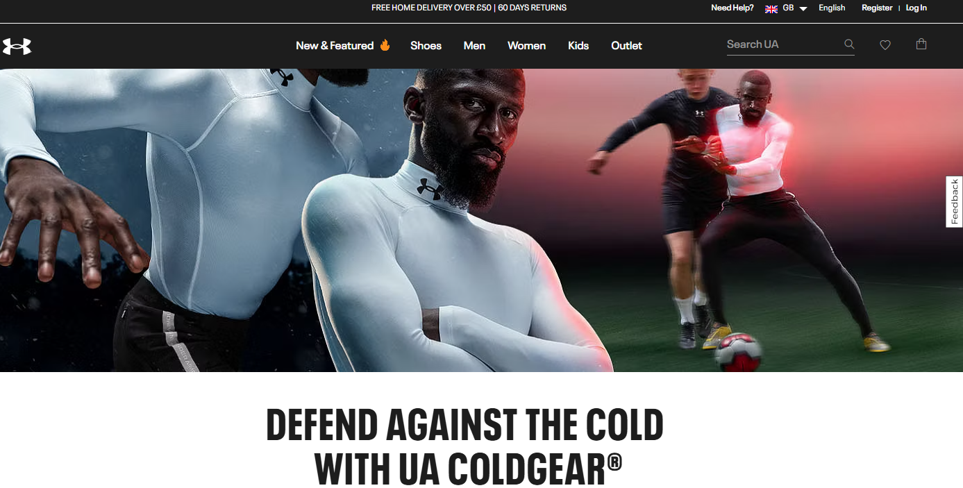 Under Armour home page