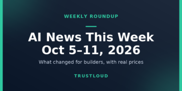 TrustLoud title graphic reading AI News This Week, October 5 to 11, 2026, with the subtitle what changed for builders, with real prices