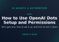 TrustLoud title graphic reading How to Use OpenAI Dots, Setup and Permissions, with the subtitle who gets one, how to set it up, and how to lock it down