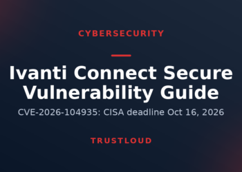 TrustLoud title graphic reading Ivanti Connect Secure Vulnerability Guide, with the subtitle CVE-2026-104935, CISA deadline October 16, 2026