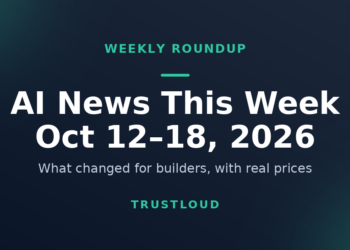 TrustLoud title graphic reading AI News This Week, October 12 to 18, 2026, with the subtitle what changed for builders, with real prices
