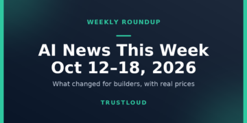 TrustLoud title graphic reading AI News This Week, October 12 to 18, 2026, with the subtitle what changed for builders, with real prices